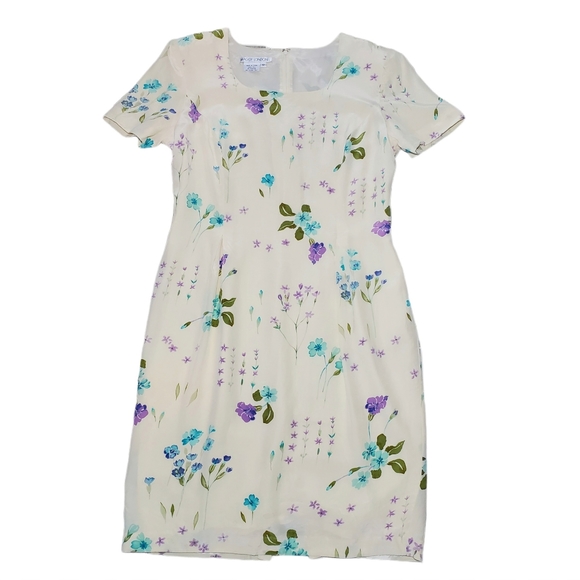 VINTAGE Silk Floral Tea Dress Size 12 - Picture 3 of 12